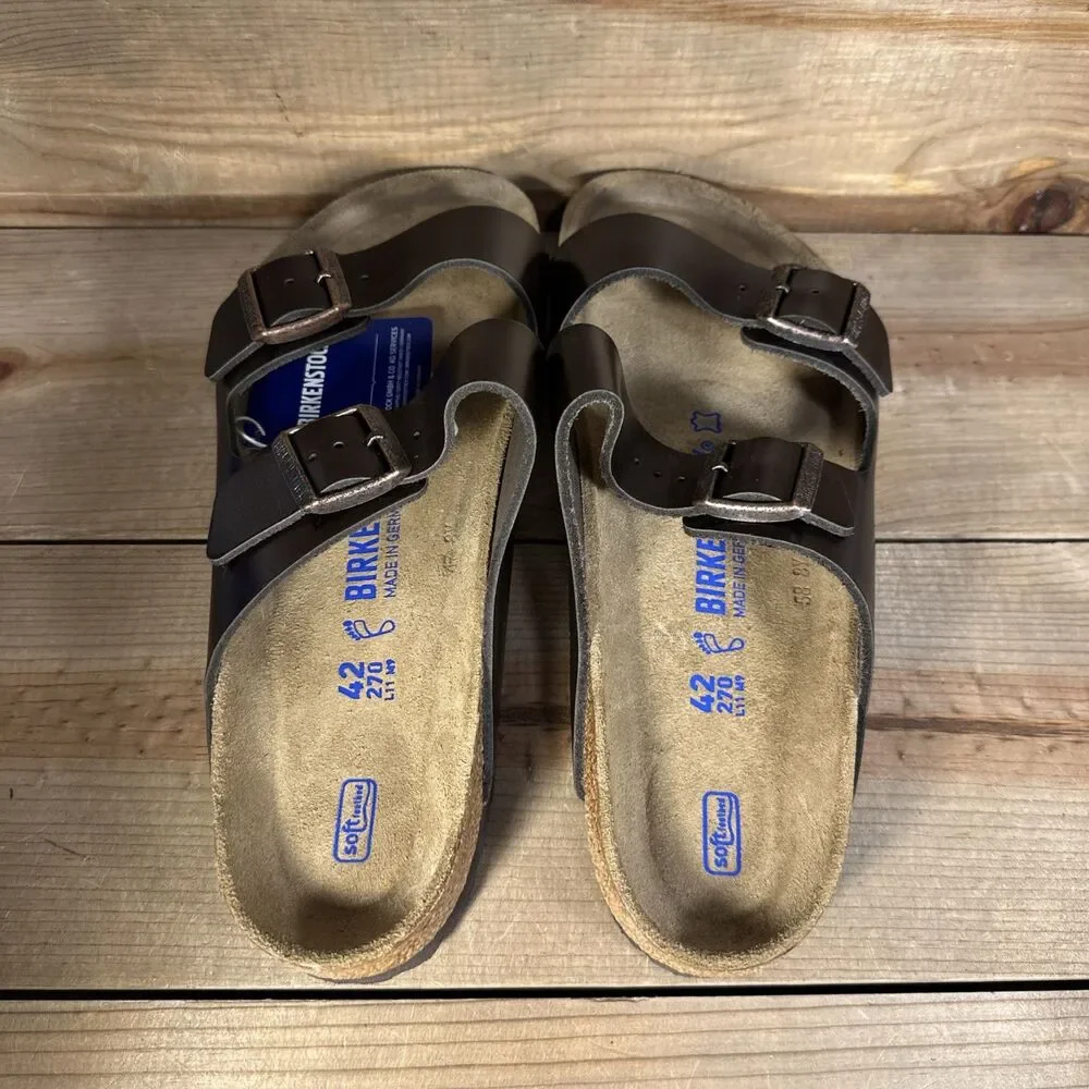 NEW Mens Size 11 Birkenstock Arizona BS Brown Leather Two-Strap Buckle Sandals